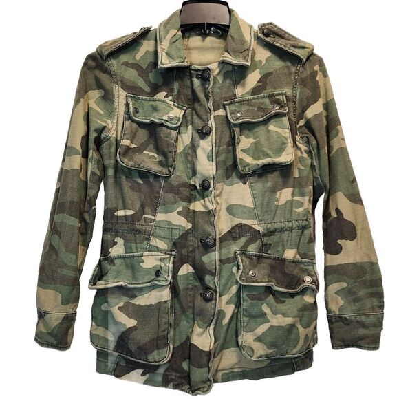 Free People Jackets & Blazers - Free People Not Your Brothers Camo Surplus Jacket Military‎ Inspired Moto SZ XS